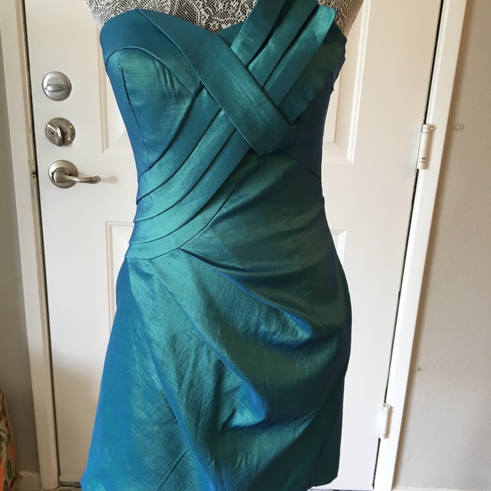 Teal Strapless Cocktail Dress